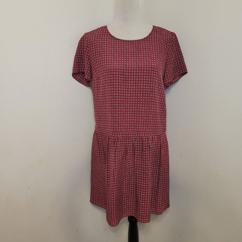 Madewell Women’s Maroon Short Sleeve Dress Size 4 Geometric Print Casual